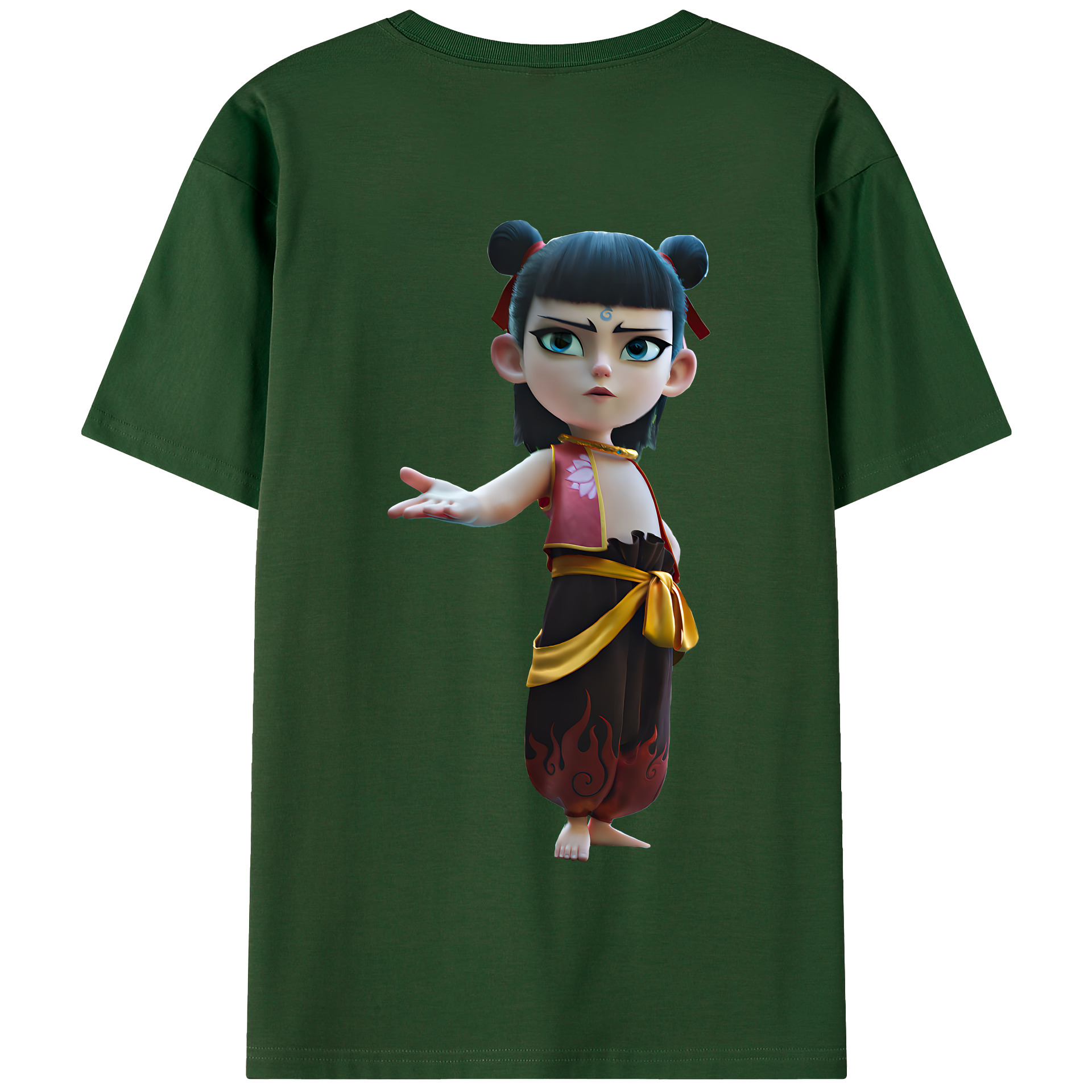 （画像用） Ne Zha 2 ナタ 魔童の大暴れ 綿100％半袖Tシャツ（背面プリント）